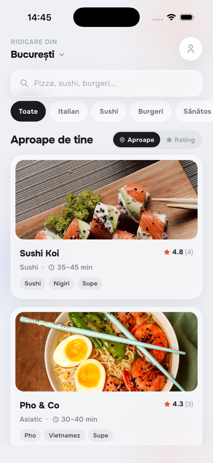 Aplicația Vatra — restaurante în București